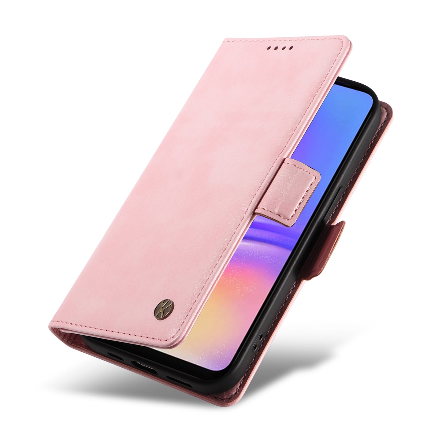 YIKATU YK-007 For Samsung Galaxy A06 Case Side Buckle PU Leather Phone Cover Litchi Texture - Pink