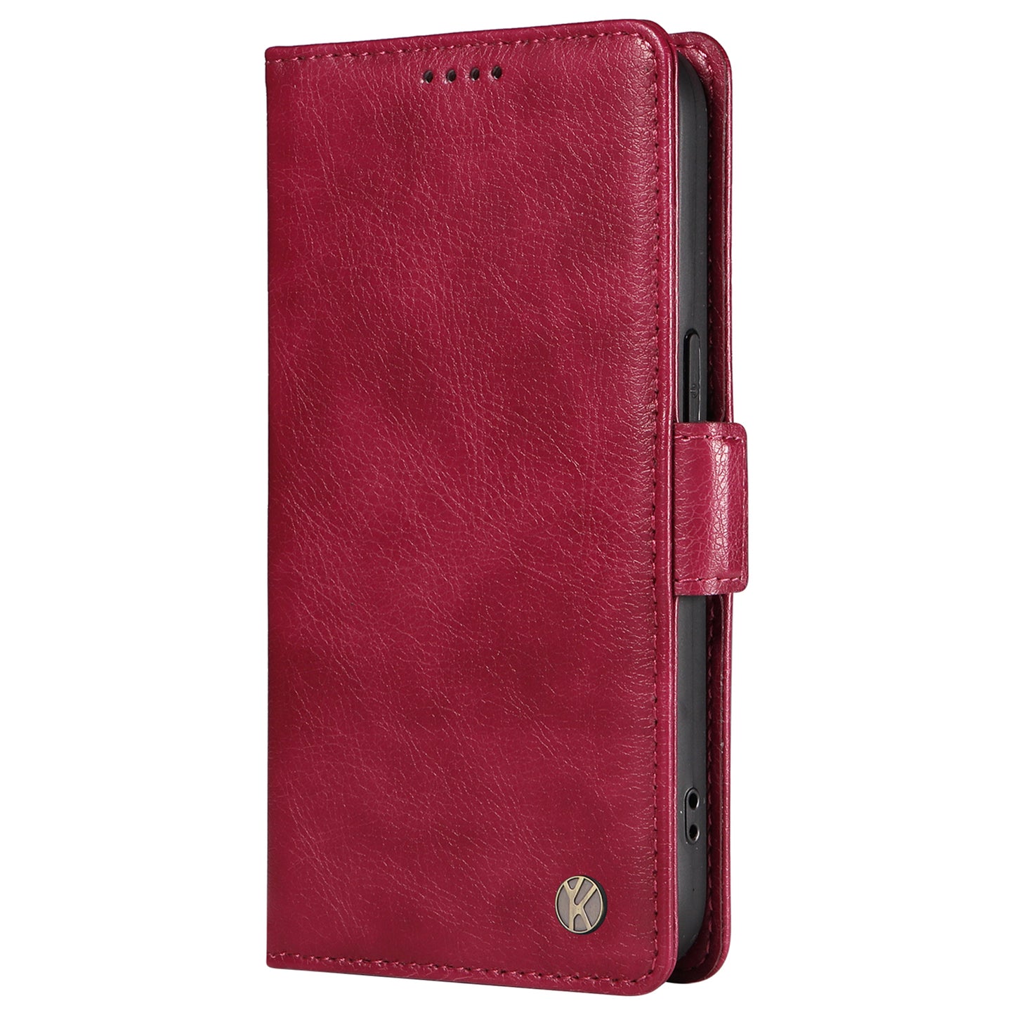 YIKATU YK-007 For Samsung Galaxy A06 Case Side Buckle PU Leather Phone Cover Litchi Texture - Wine Red