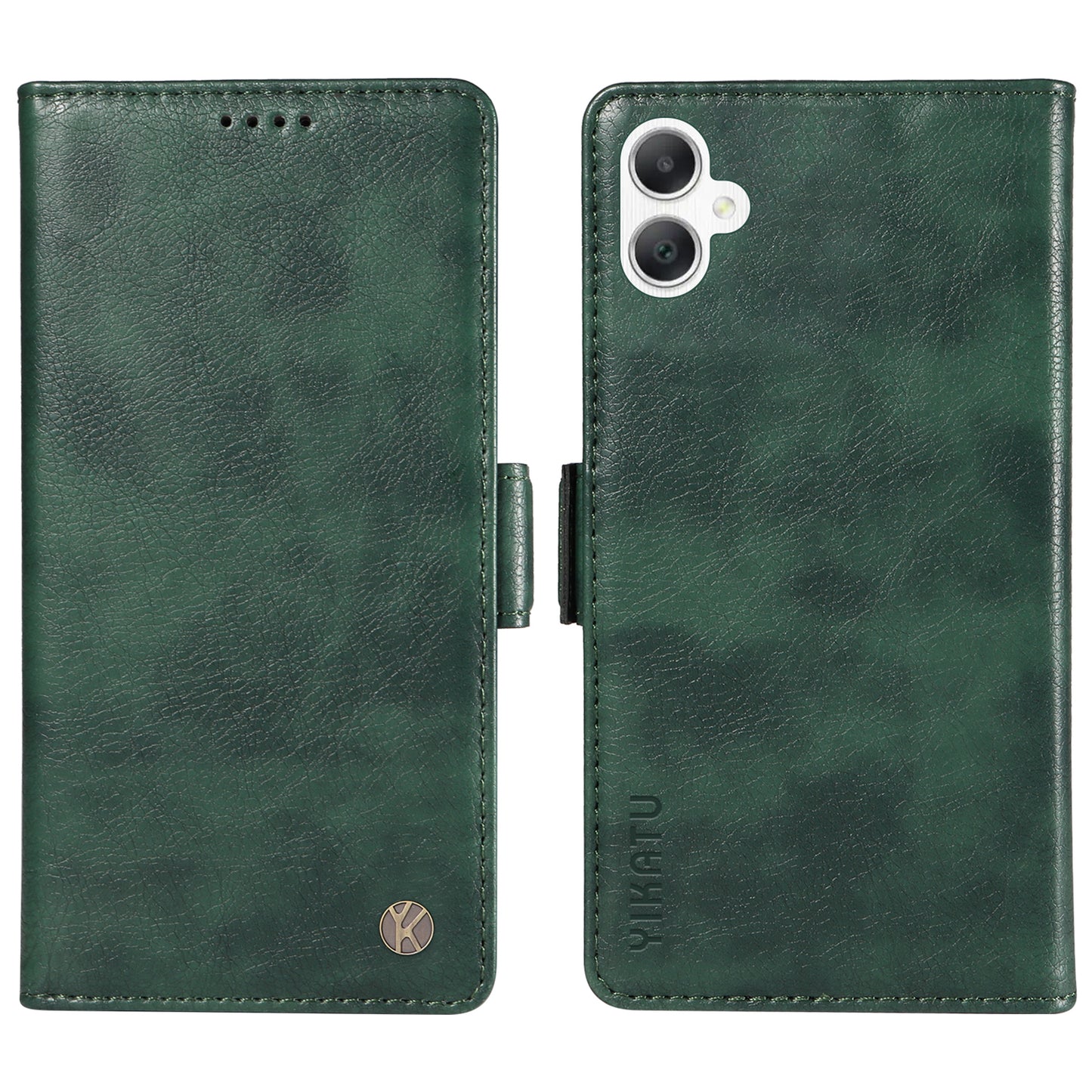 YIKATU YK-007 For Samsung Galaxy A06 Case Side Buckle PU Leather Phone Cover Litchi Texture - Green