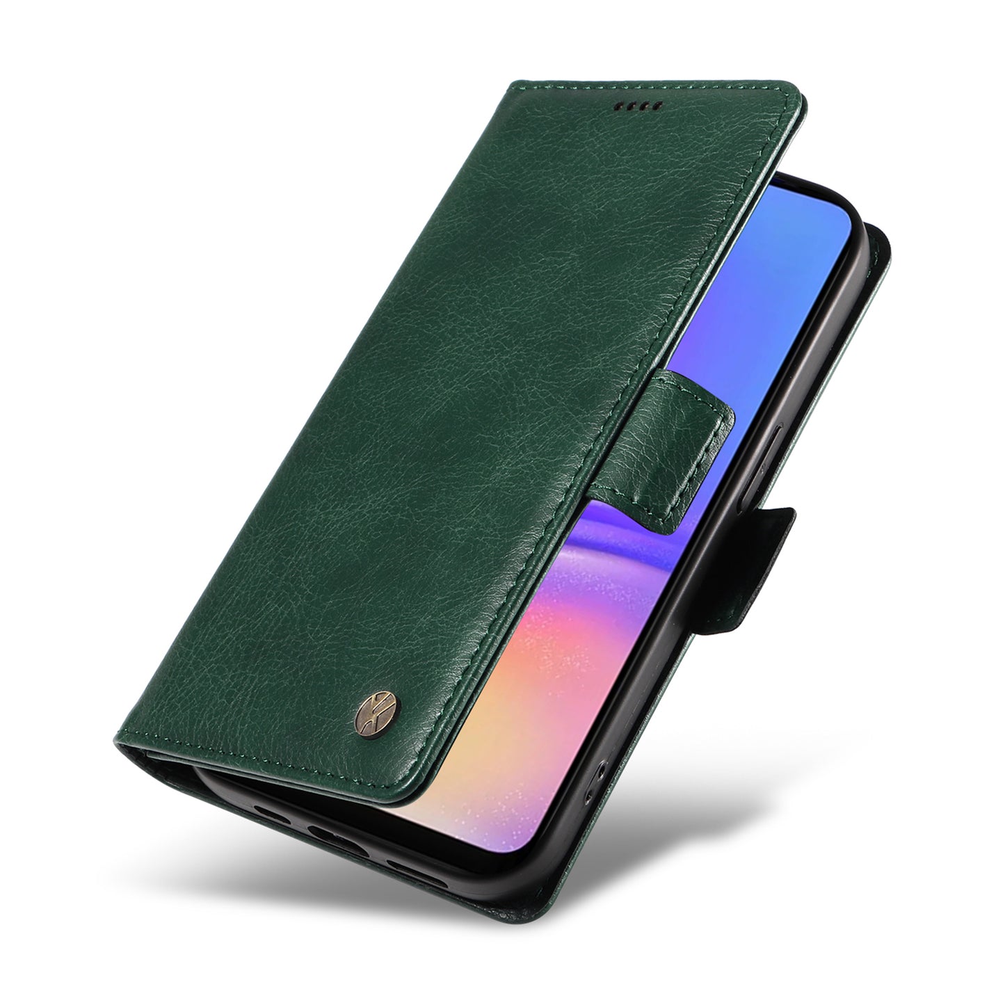 YIKATU YK-007 For Samsung Galaxy A06 Case Side Buckle PU Leather Phone Cover Litchi Texture - Green