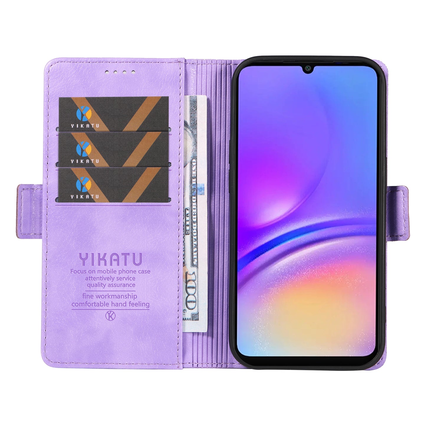YIKATU YK-007 For Samsung Galaxy A06 Case Side Buckle PU Leather Phone Cover Litchi Texture - Purple