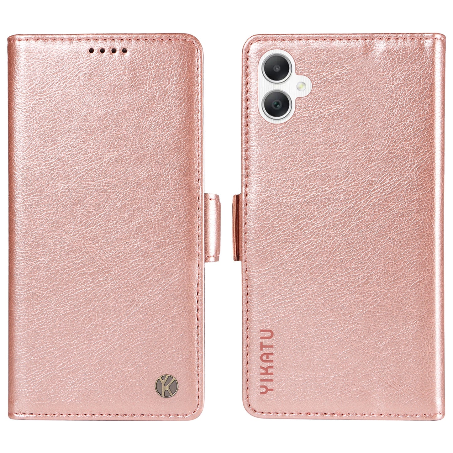 YIKATU YK-007 For Samsung Galaxy A06 Case Side Buckle PU Leather Phone Cover Litchi Texture - Rose Gold