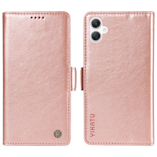 YIKATU YK-007 For Samsung Galaxy A06 Case Side Buckle PU Leather Phone Cover Litchi Texture - Rose Gold