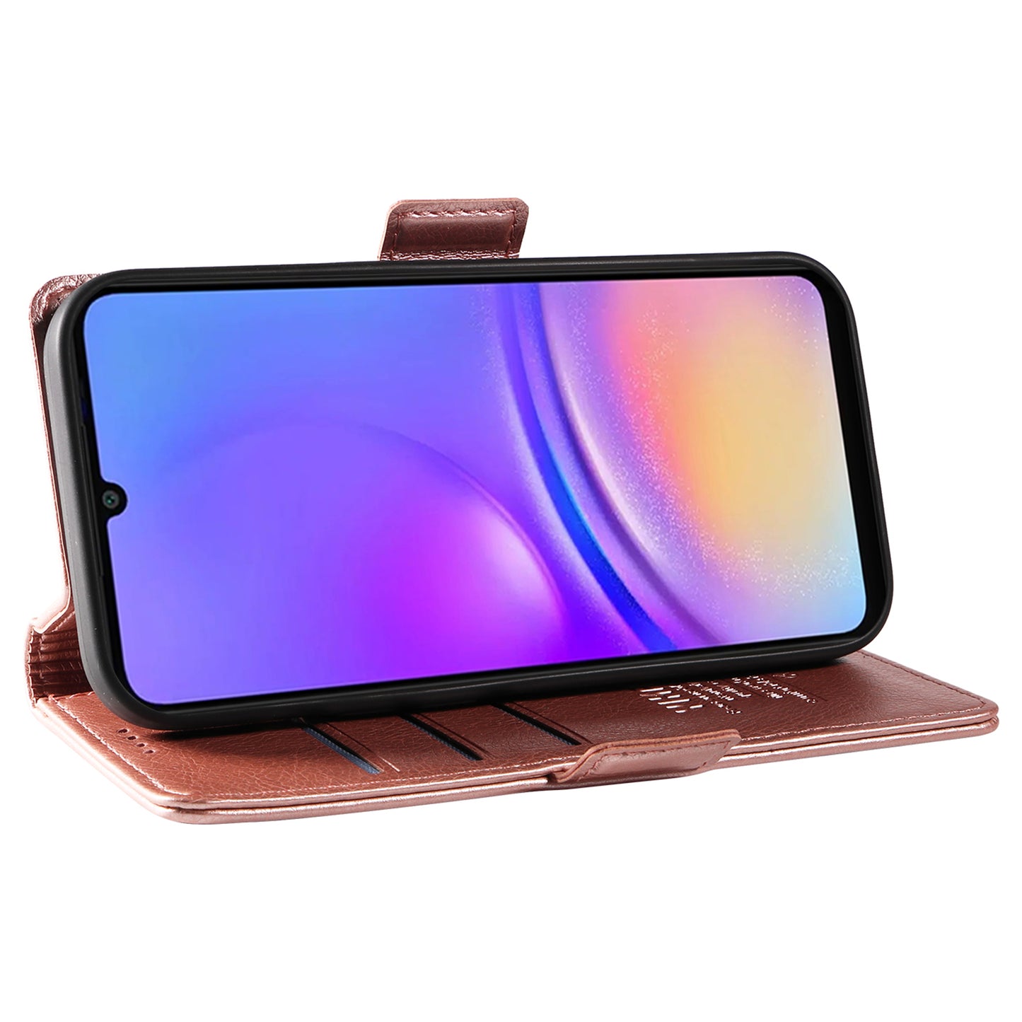 YIKATU YK-007 For Samsung Galaxy A06 Case Side Buckle PU Leather Phone Cover Litchi Texture - Rose Gold