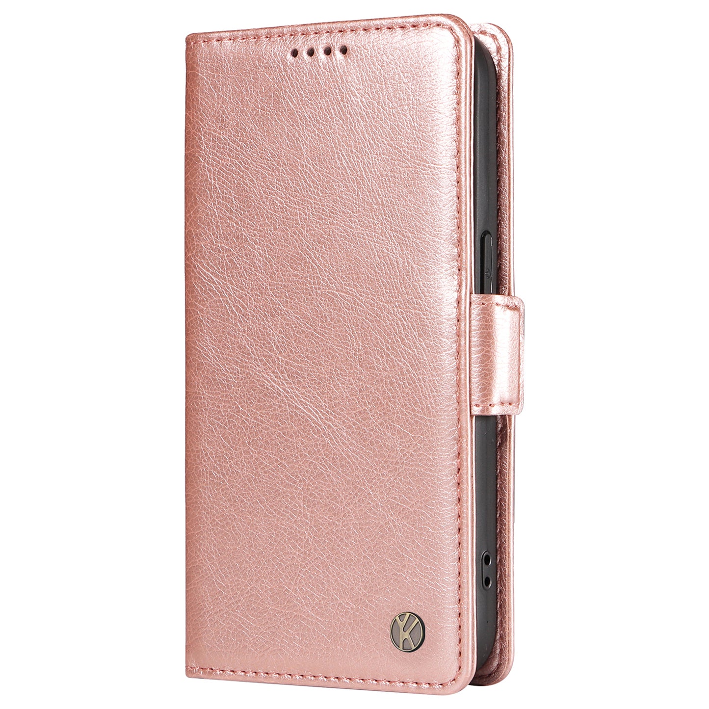 YIKATU YK-007 For Samsung Galaxy A06 Case Side Buckle PU Leather Phone Cover Litchi Texture - Rose Gold