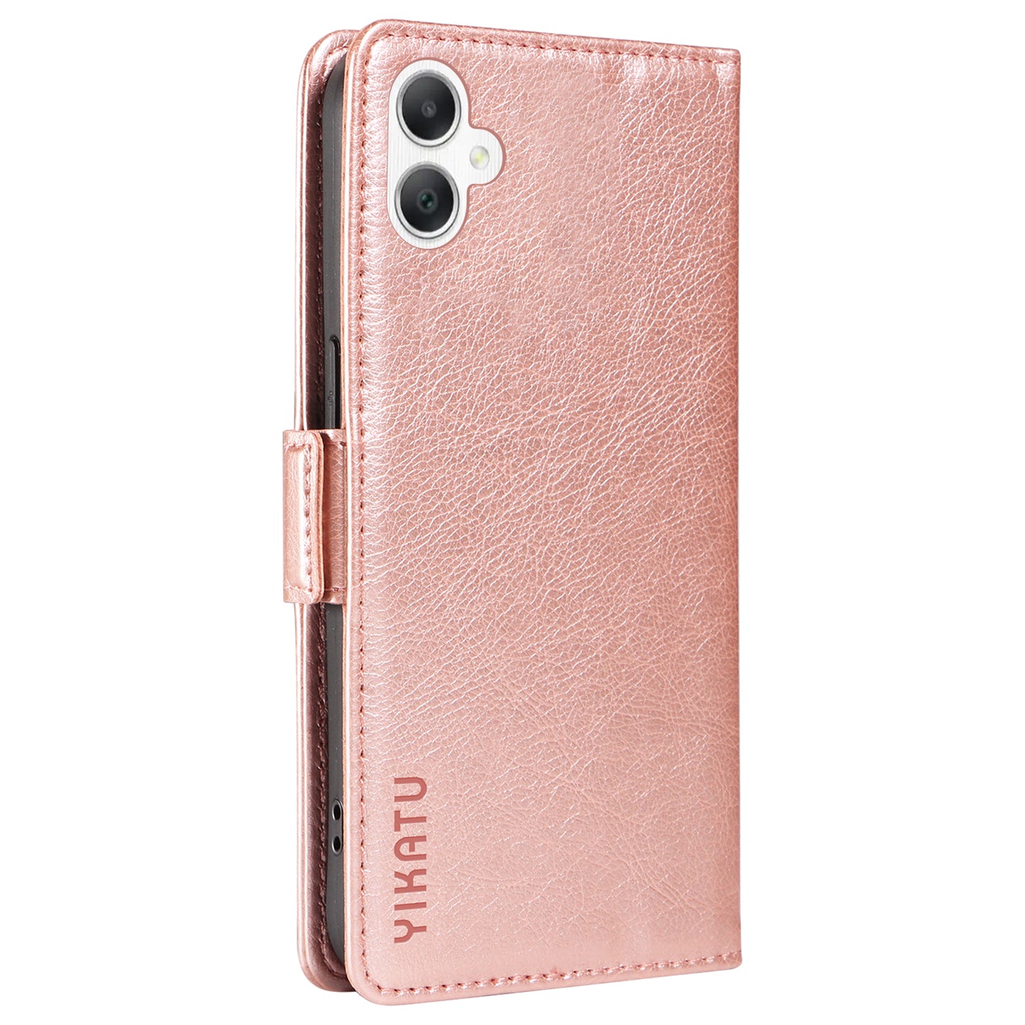 YIKATU YK-007 For Samsung Galaxy A06 Case Side Buckle PU Leather Phone Cover Litchi Texture - Rose Gold