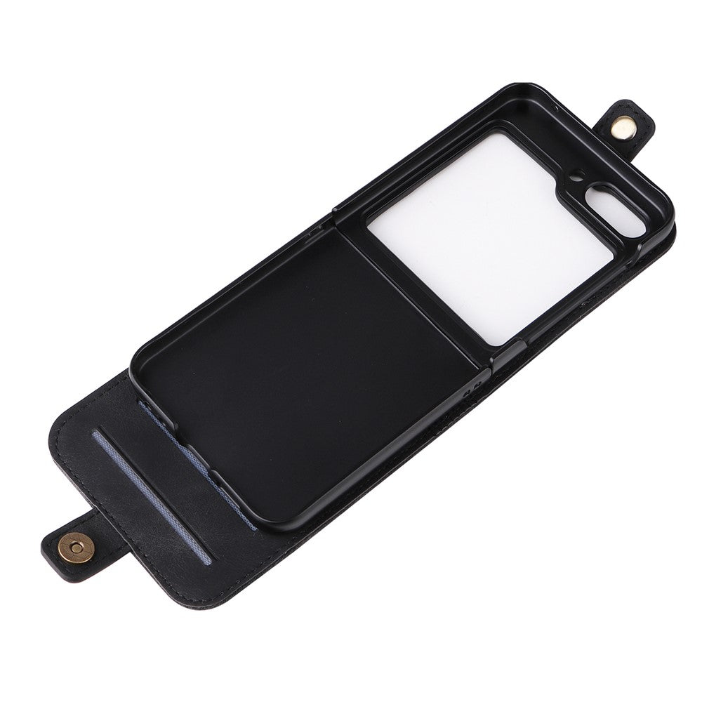 YIKATU YK-002 For Samsung Galaxy Z Flip7 FE 5G / Z Flip6 5G Case PU Leather Card Holder Phone Cover - Black