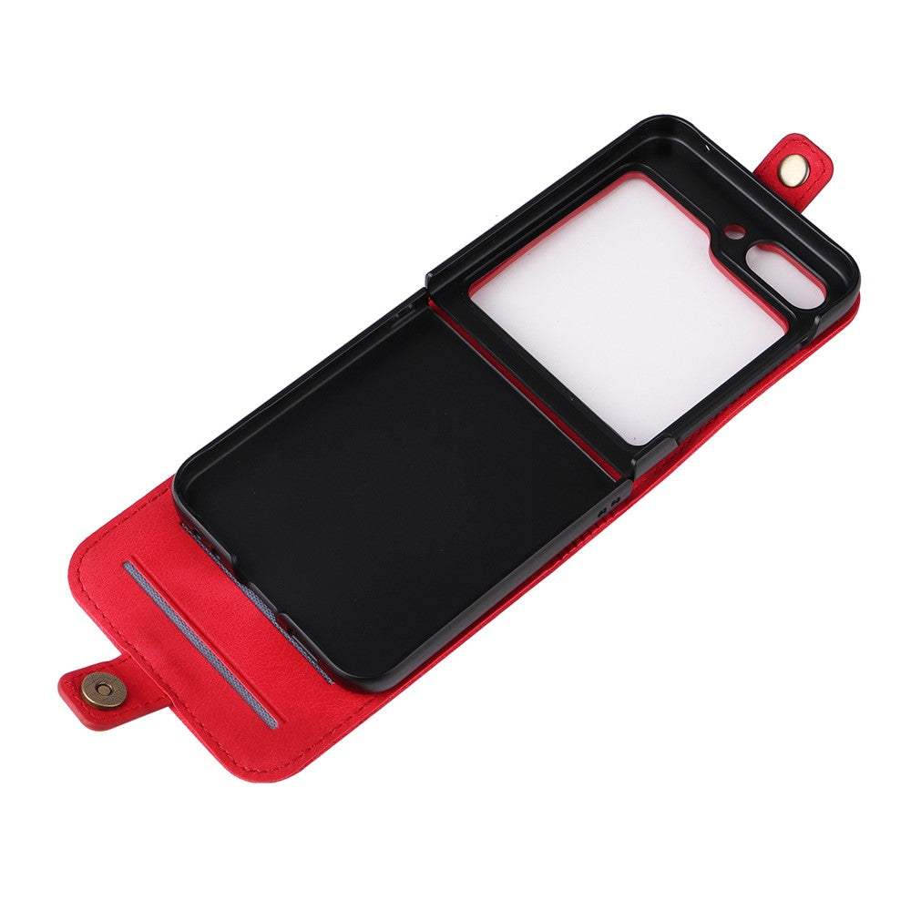 YIKATU YK-002 For Samsung Galaxy Z Flip7 FE 5G / Z Flip6 5G Case PU Leather Card Holder Phone Cover - Red