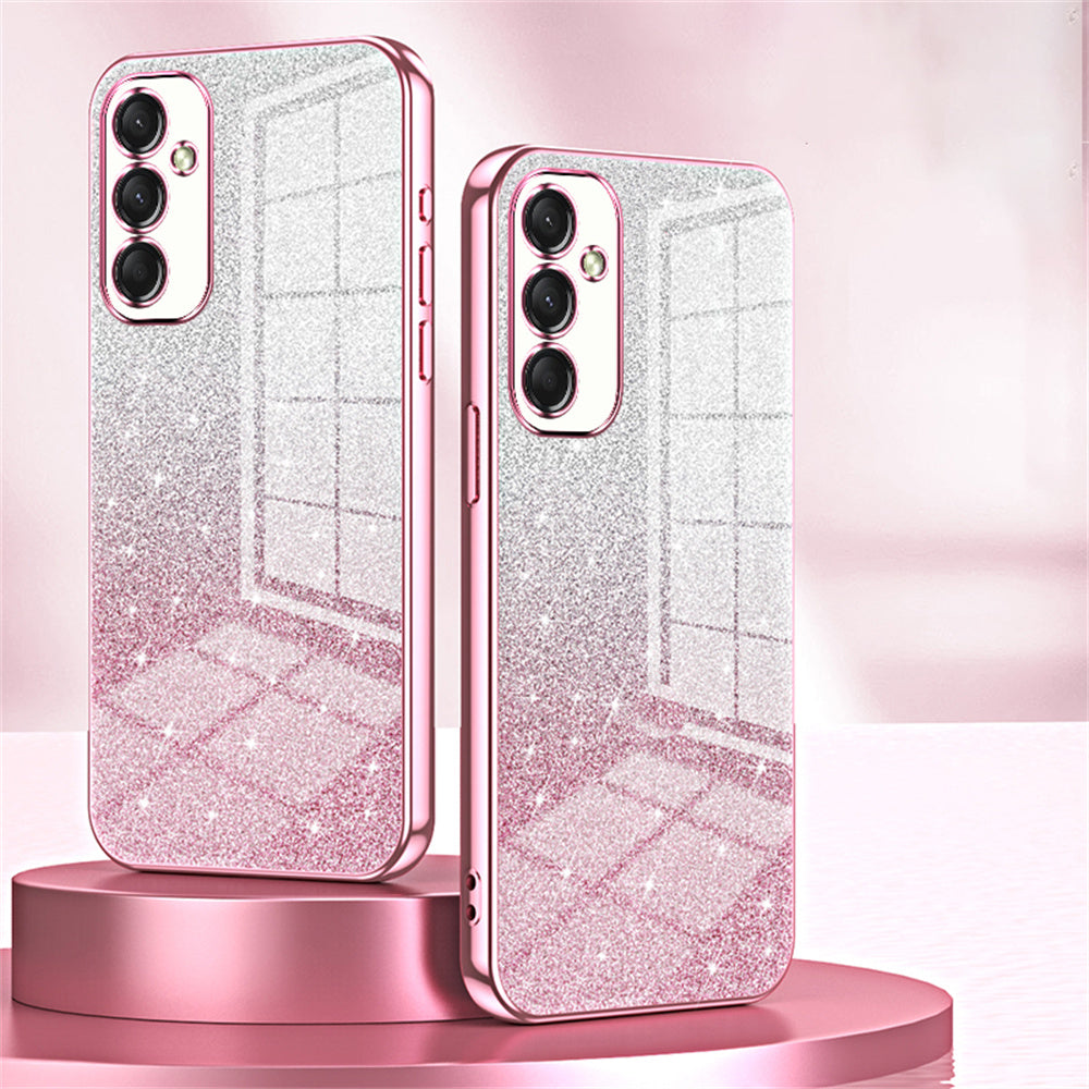 For Samsung Galaxy A16 5G / A16 4G Case Electroplating Gradient Glitter TPU Phone Cover - Blue