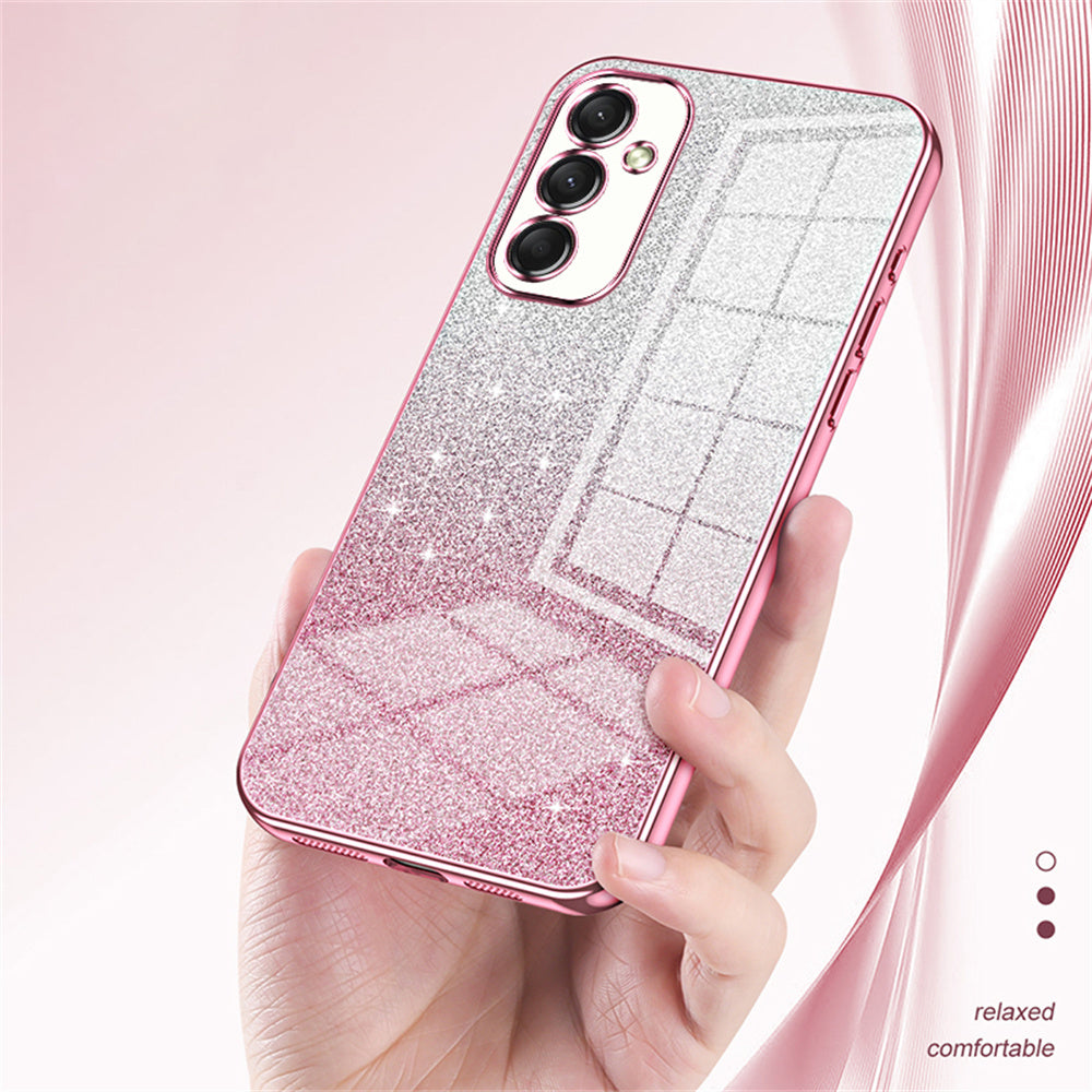 For Samsung Galaxy A16 5G / A16 4G Case Electroplating Gradient Glitter TPU Phone Cover - Gold