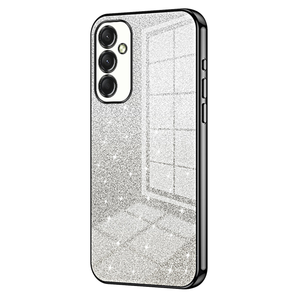 For Samsung Galaxy A16 5G / A16 4G Case Electroplating Gradient Glitter TPU Phone Cover - Black
