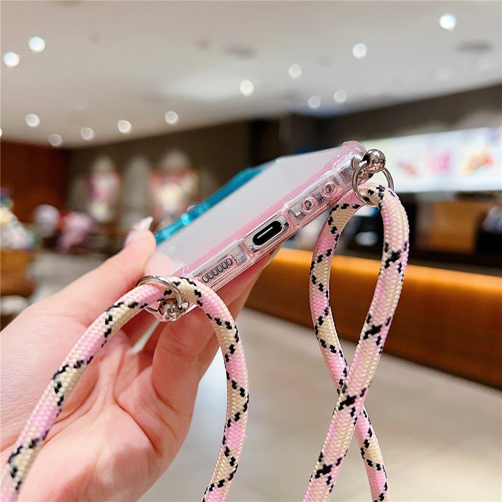 For Samsung Galaxy Z Flip7 FE 5G / Z Flip6 5G Case Gradient Color TPU Phone Cover with Lanyard - Pink+Yellow