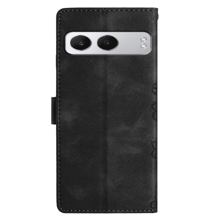 For OnePlus Nord 4 Case Butterfly Flower Pattern Skin-Touch Leather Phone Cover - Black