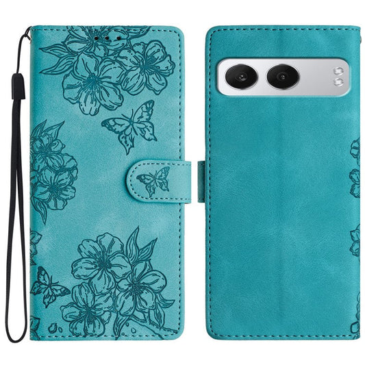 For OnePlus Nord 4 Case Butterfly Flower Pattern Skin-Touch Leather Phone Cover - Green