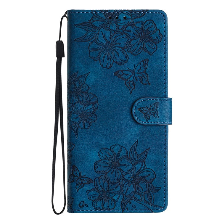For OnePlus Nord 4 Case Butterfly Flower Pattern Skin-Touch Leather Phone Cover - Blue