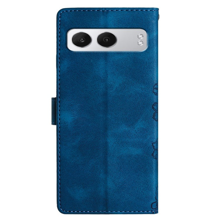 For OnePlus Nord 4 Case Butterfly Flower Pattern Skin-Touch Leather Phone Cover - Blue
