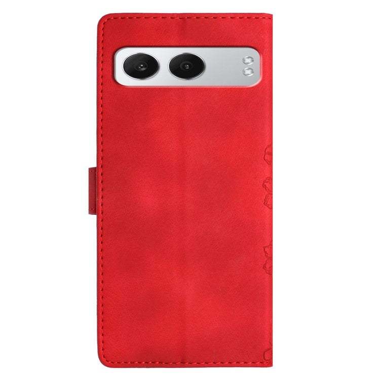 For OnePlus Nord 4 Case Butterfly Flower Pattern Skin-Touch Leather Phone Cover - Red
