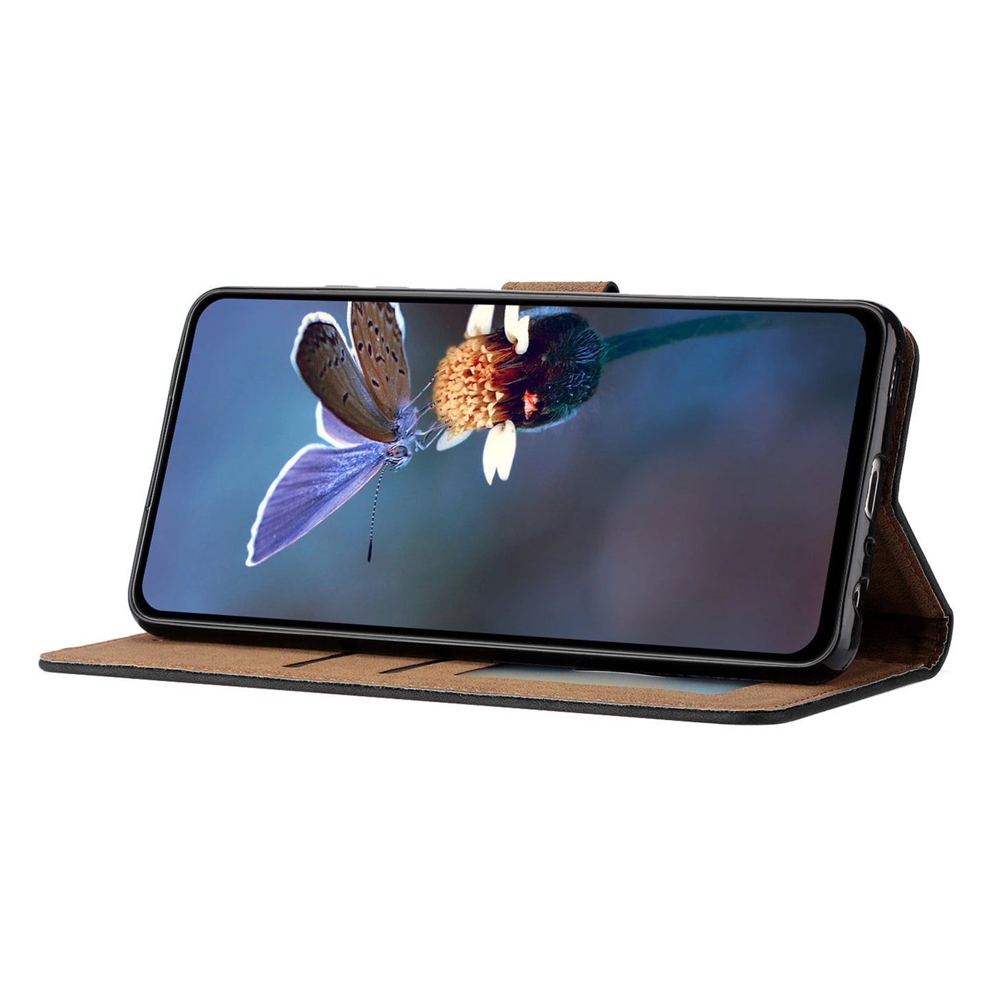 For Samsung Galaxy A16 5G / A16 4G Case Imprinted Butterfly Leather Wallet Phone Cover - Black