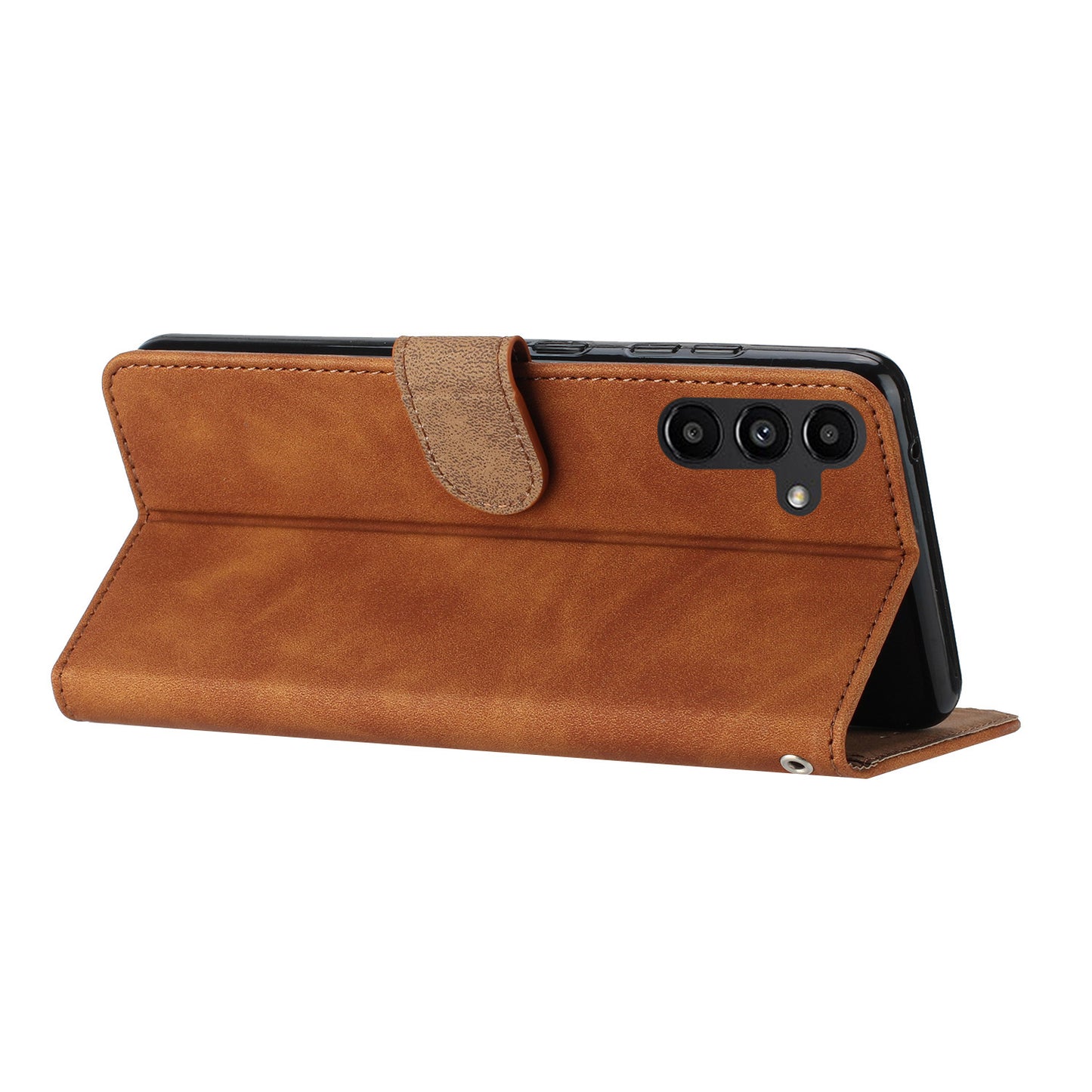 For Samsung Galaxy A16 5G / A16 4G Case Imprinted Butterfly Leather Wallet Phone Cover - Brown