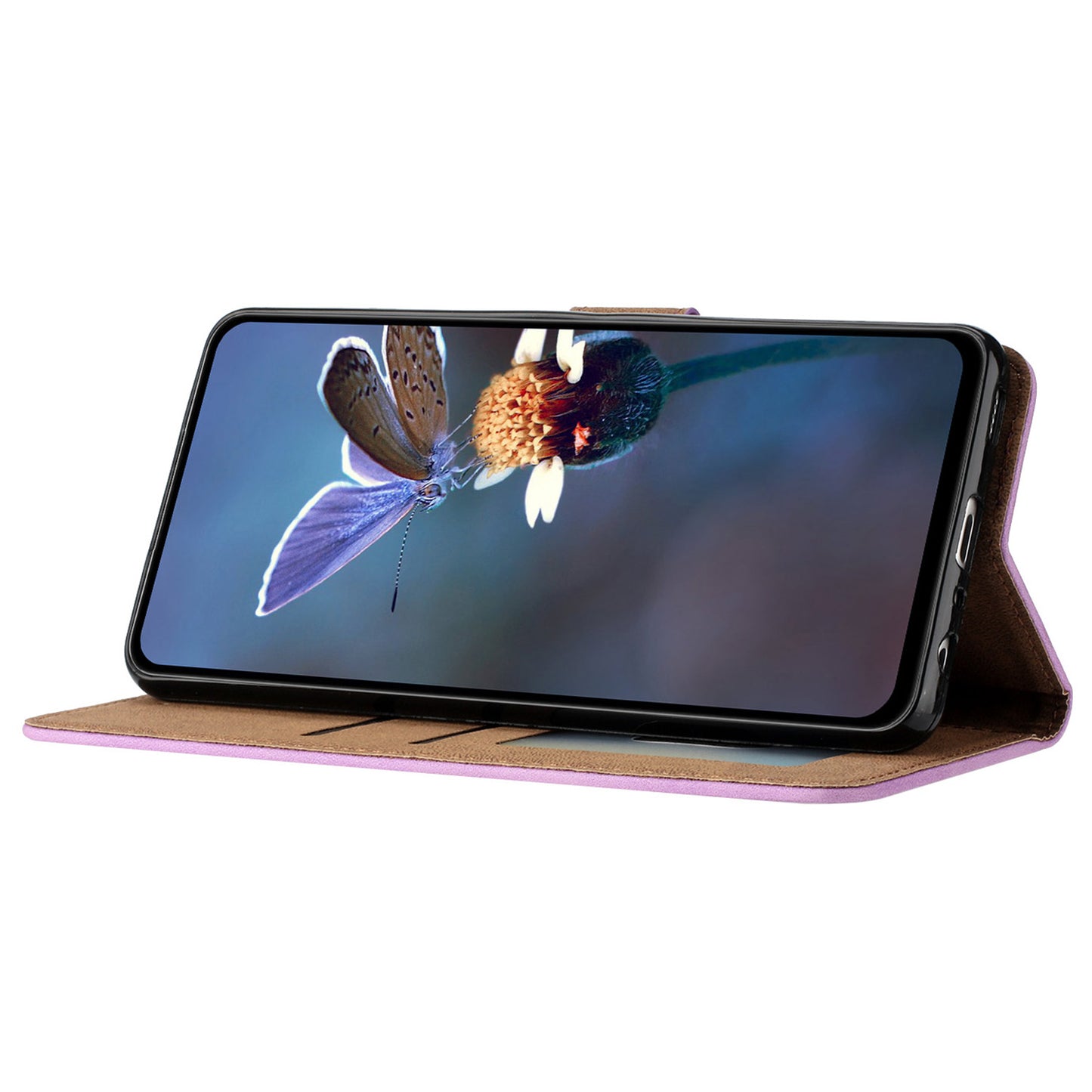 For Samsung Galaxy A16 5G / A16 4G Case Imprinted Butterfly Leather Wallet Phone Cover - Purple