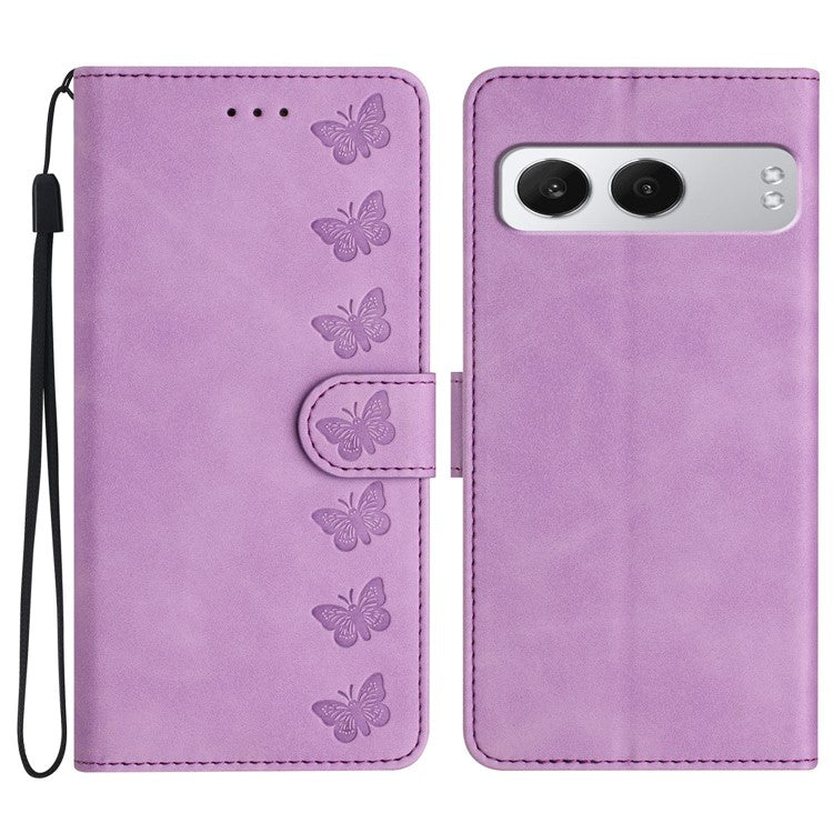 For OnePlus Nord 4 Case Imprinted Butterfly Leather Wallet Phone Cover - Purple