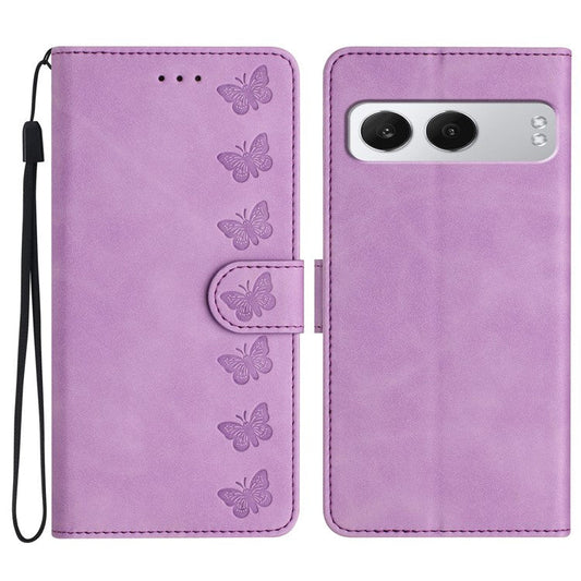 For OnePlus Nord 4 Case Imprinted Butterfly Leather Wallet Phone Cover - Purple