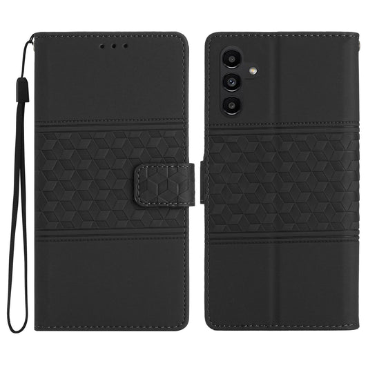 For Samsung Galaxy A16 5G / A16 4G Case Rhombus Leather Horizontal Flip Phone Cover - Black