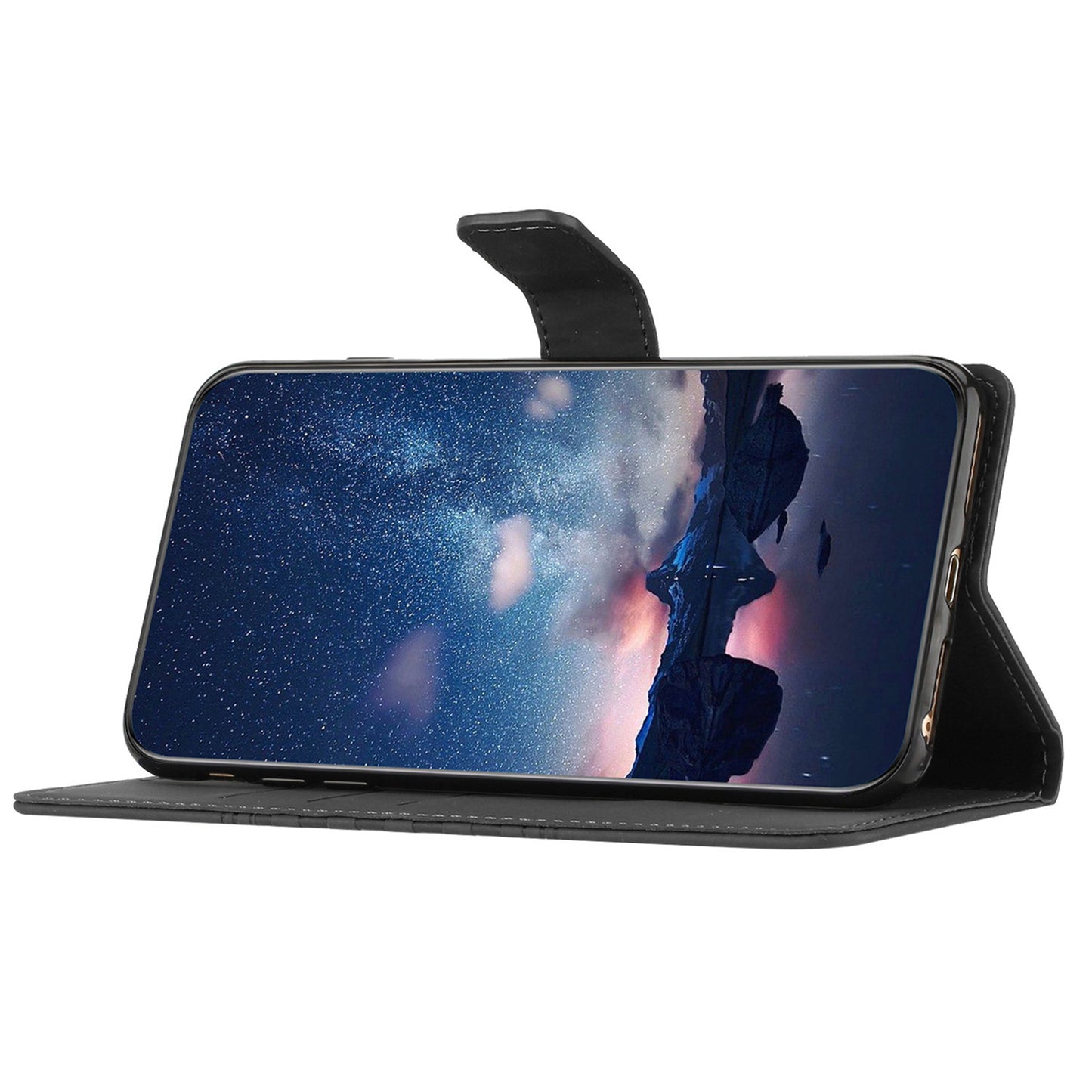 For Samsung Galaxy A16 5G / A16 4G Case Rhombus Leather Horizontal Flip Phone Cover - Black