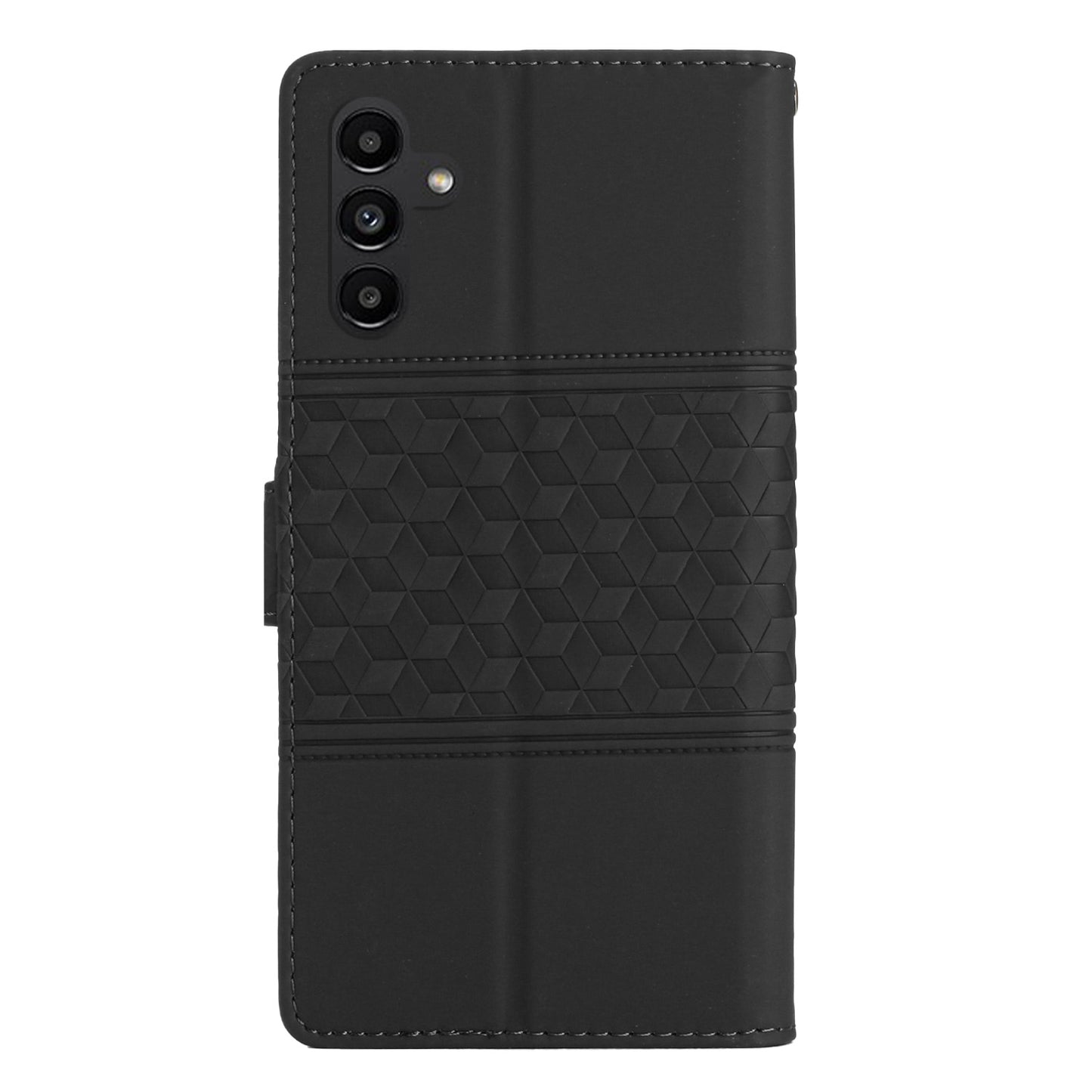 For Samsung Galaxy A16 5G / A16 4G Case Rhombus Leather Horizontal Flip Phone Cover - Black