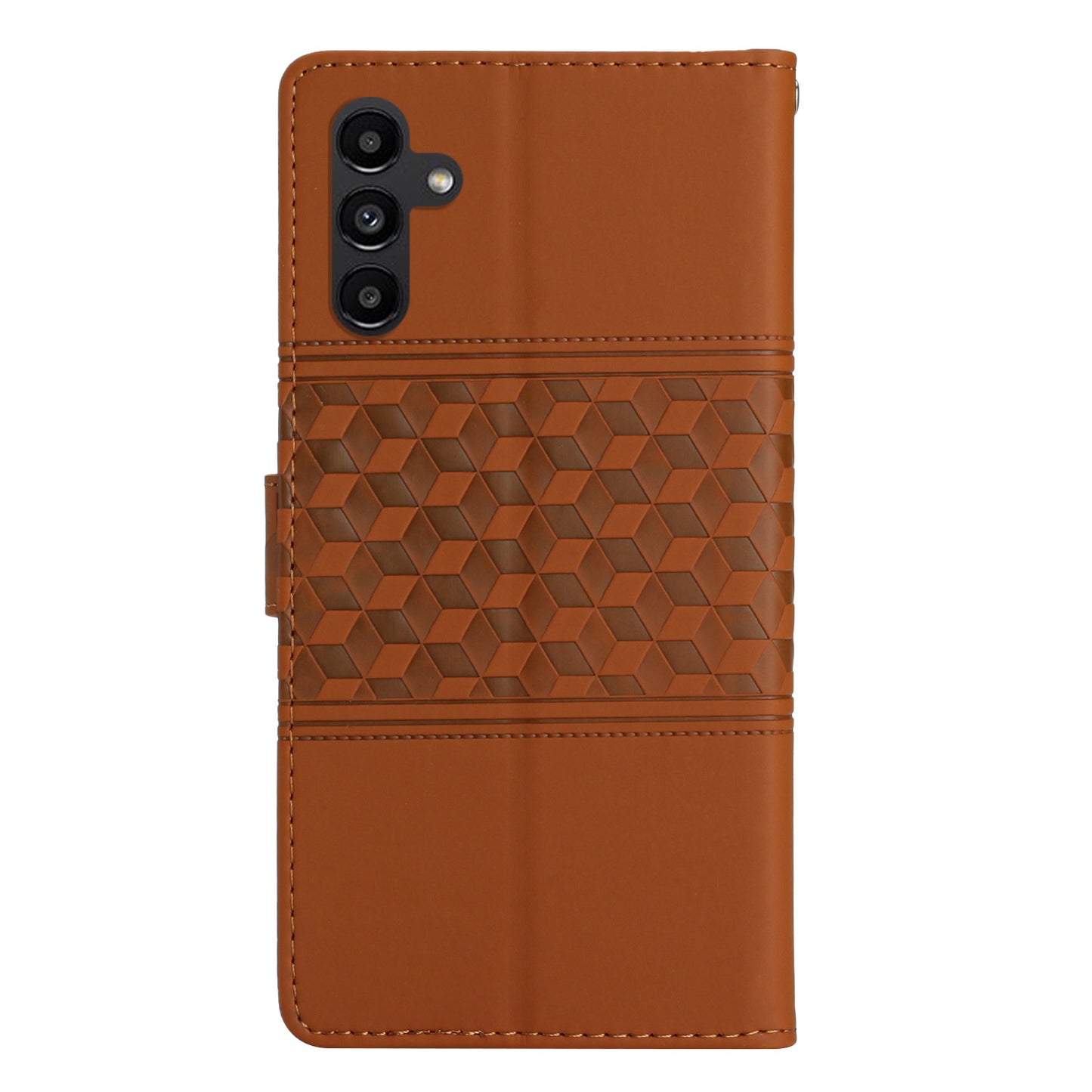 For Samsung Galaxy A16 5G / A16 4G Case Rhombus Leather Horizontal Flip Phone Cover - Brown