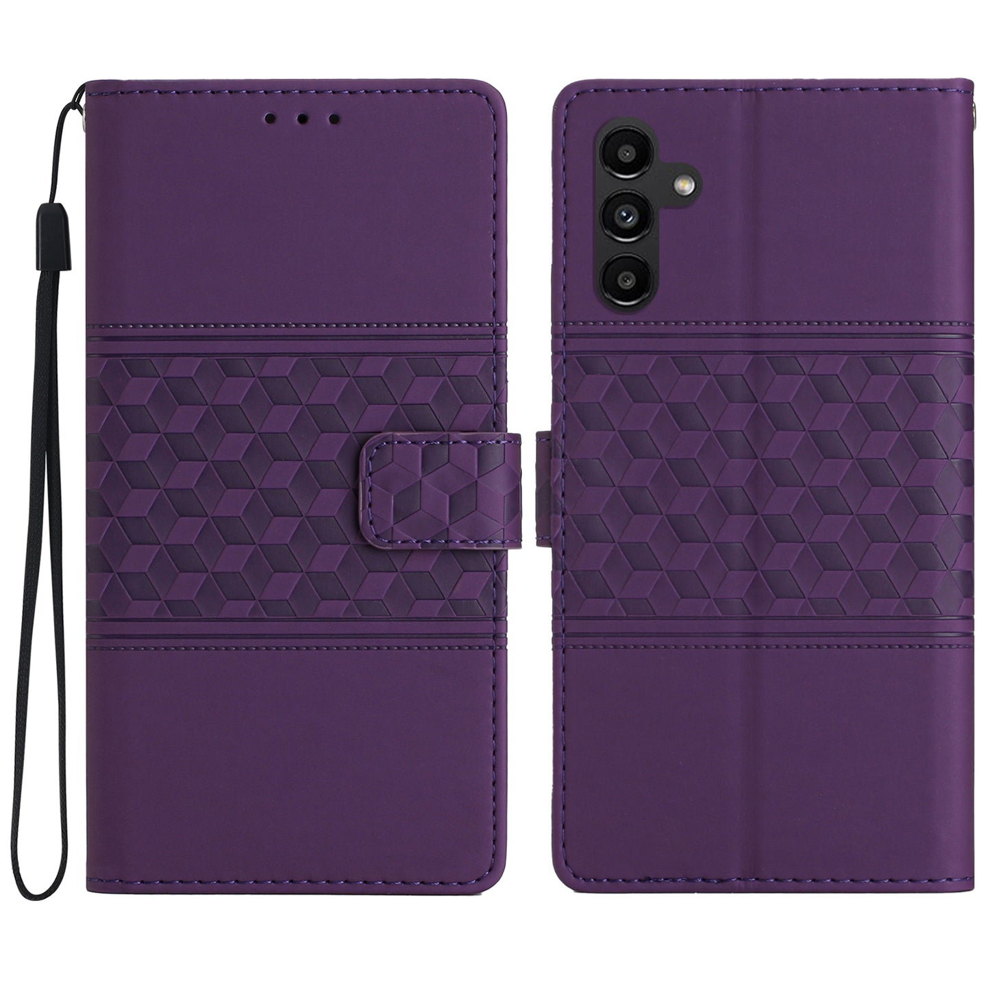 For Samsung Galaxy A16 5G / A16 4G Case Rhombus Leather Horizontal Flip Phone Cover - Purple