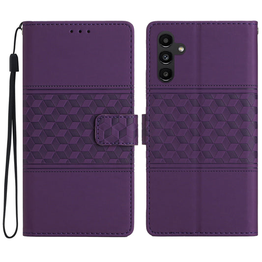 For Samsung Galaxy A16 5G / A16 4G Case Rhombus Leather Horizontal Flip Phone Cover - Purple