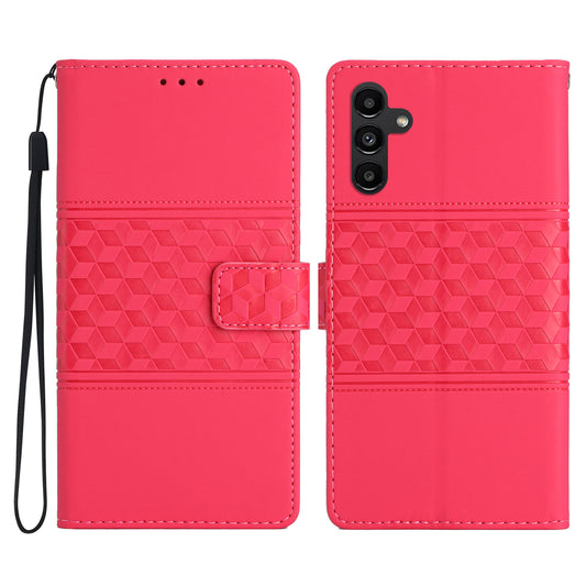 For Samsung Galaxy A16 5G / A16 4G Case Rhombus Leather Horizontal Flip Phone Cover - Rose