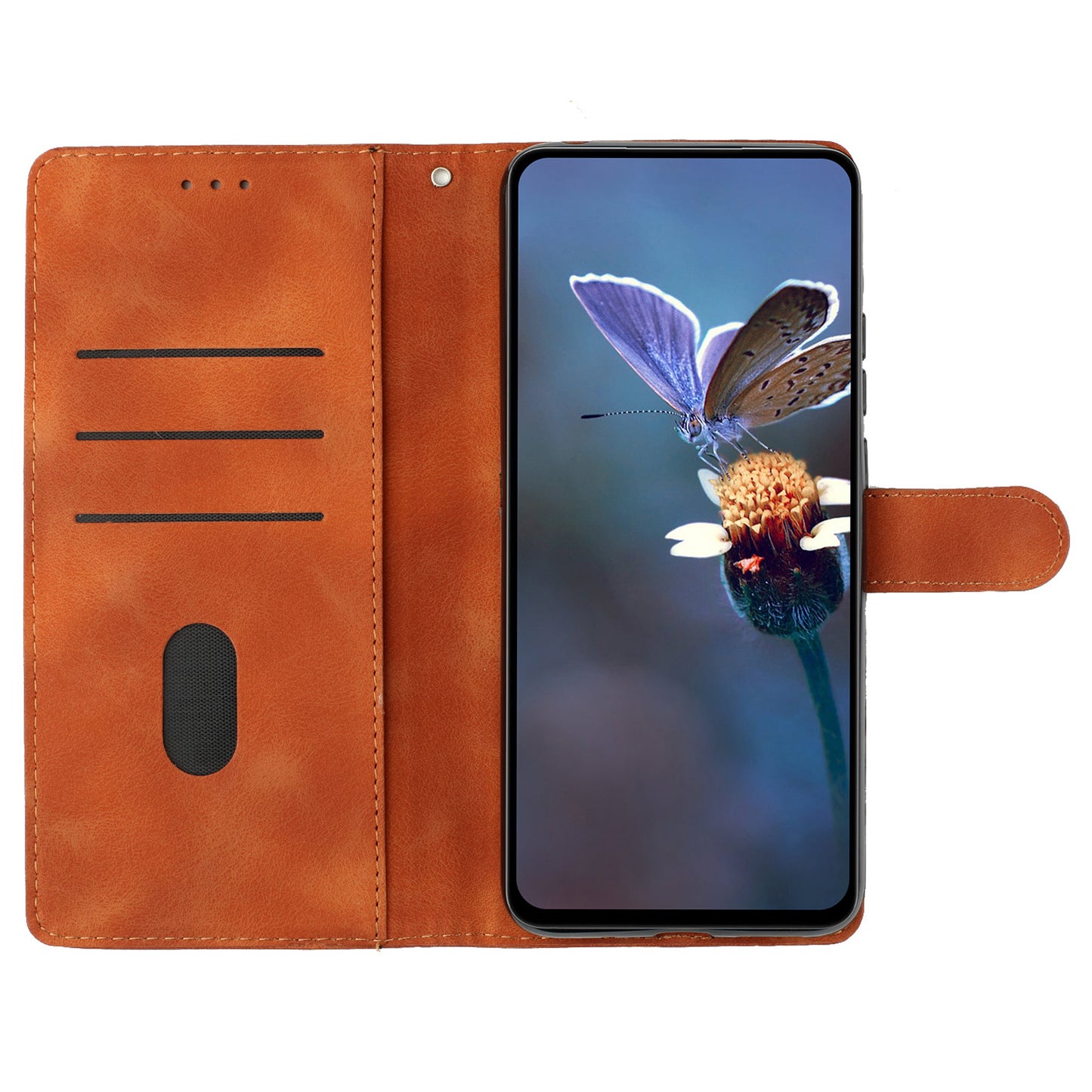 For Samsung Galaxy A16 5G / A16 4G Case Butterfly Flower Pattern Skin-Touch Leather Phone Cover - Brown
