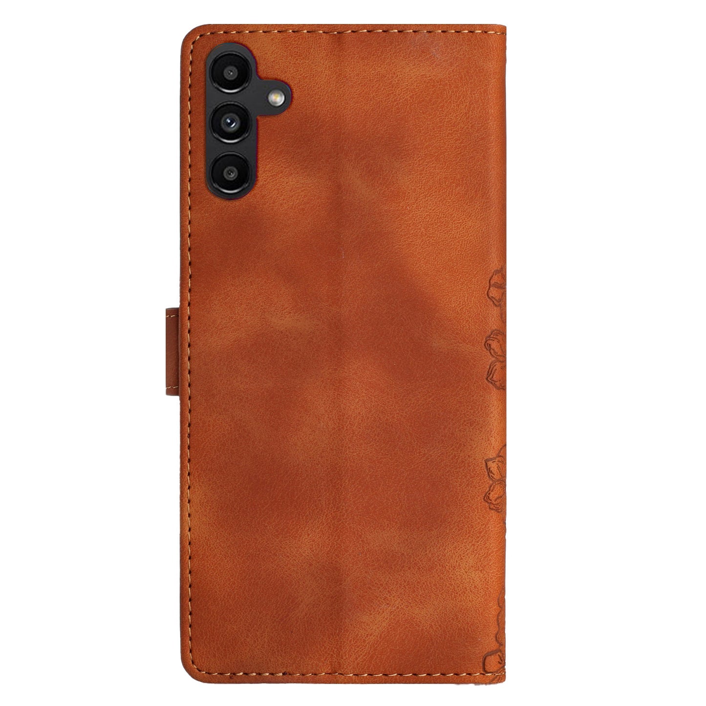 For Samsung Galaxy A16 5G / A16 4G Case Butterfly Flower Pattern Skin-Touch Leather Phone Cover - Brown