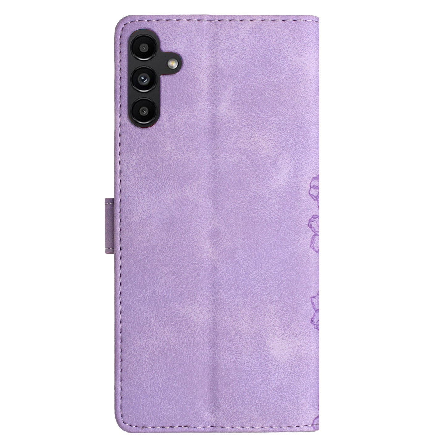 For Samsung Galaxy A16 5G / A16 4G Case Butterfly Flower Pattern Skin-Touch Leather Phone Cover - Purple