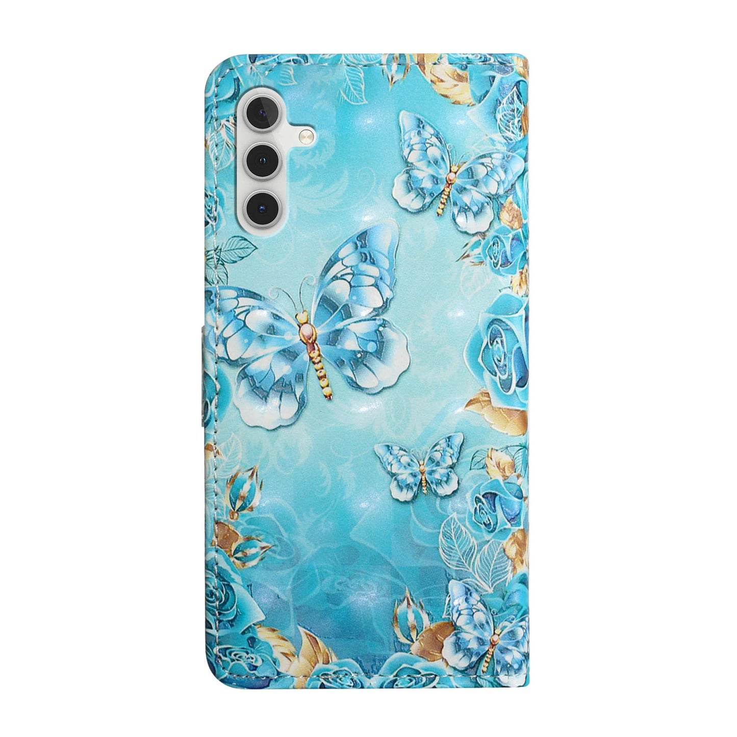 For Samsung Galaxy A16 5G / A16 4G Case 3D Creative Pattern PU Leather Stand Phone Cover - Blue Butterfly