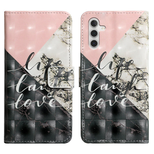 For Samsung Galaxy A16 5G / A16 4G Case 3D Creative Pattern PU Leather Stand Phone Cover - Tri-Color Marble