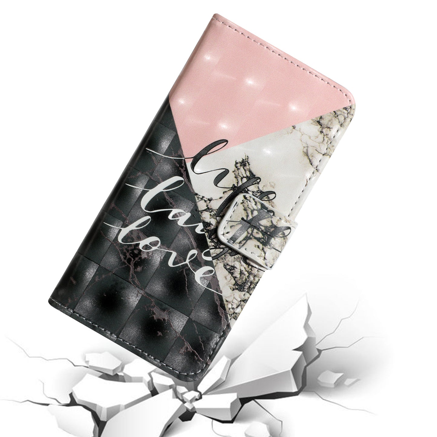 For Samsung Galaxy A16 5G / A16 4G Case 3D Creative Pattern PU Leather Stand Phone Cover - Tri-Color Marble