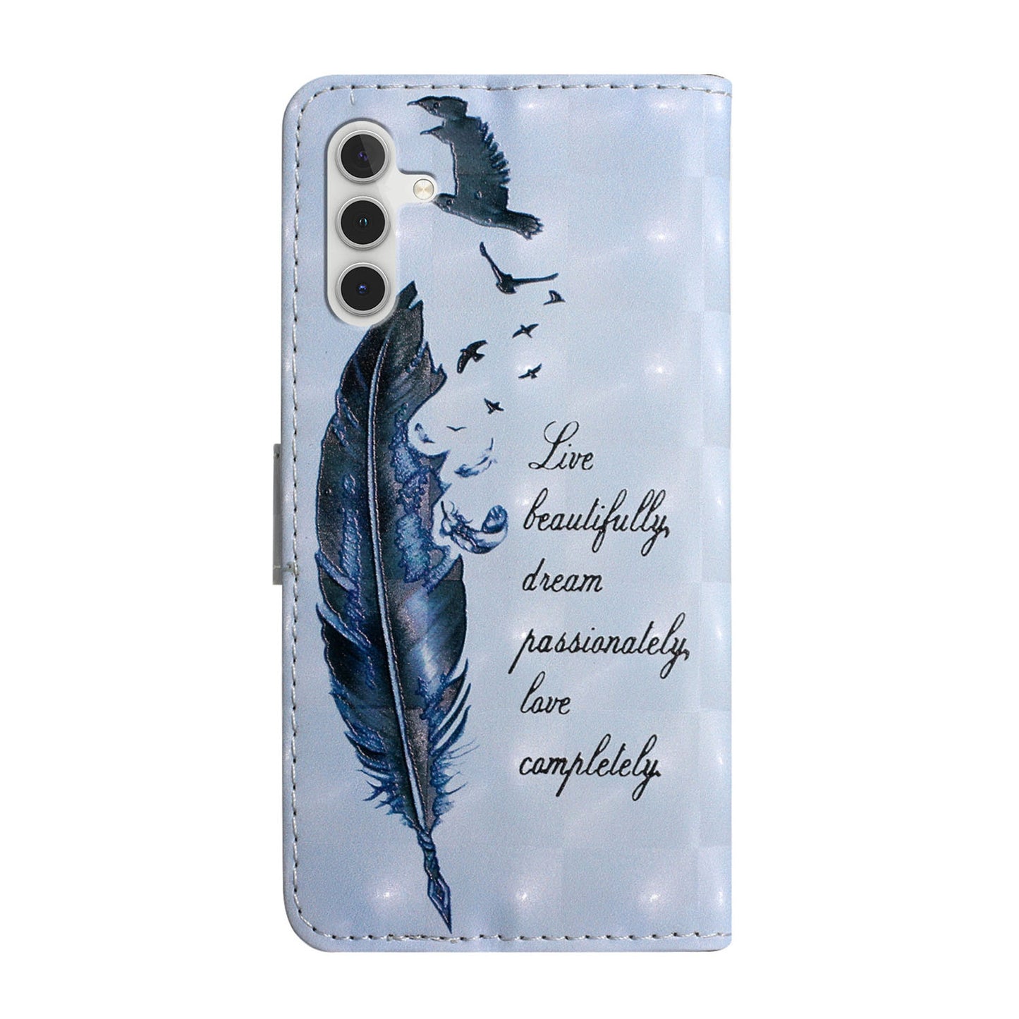 For Samsung Galaxy A16 5G / A16 4G Case 3D Creative Pattern PU Leather Stand Phone Cover - Blue Feather