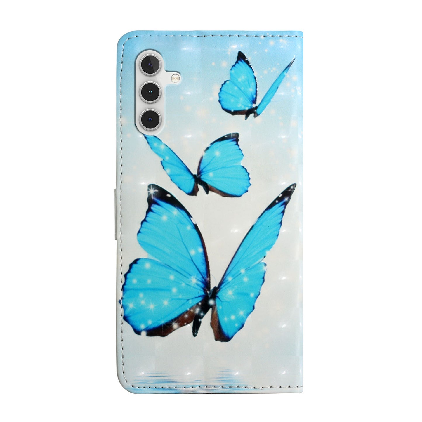For Samsung Galaxy A16 5G / A16 4G Case 3D Creative Pattern PU Leather Stand Phone Cover - Three Butterflies