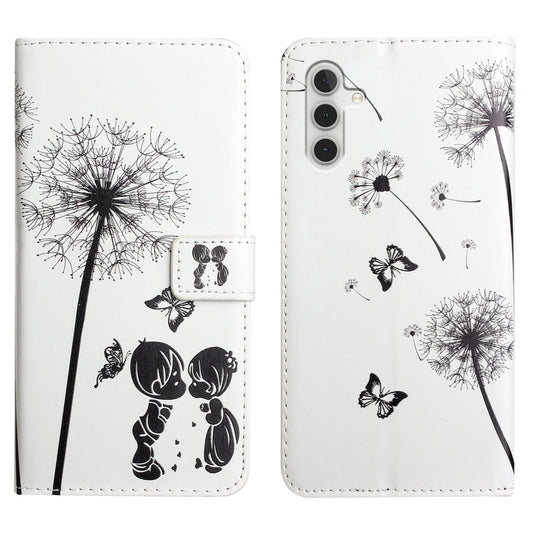 For Samsung Galaxy A16 5G / A16 4G Case 3D Creative Pattern PU Leather Stand Phone Cover - Kids and Dandelion