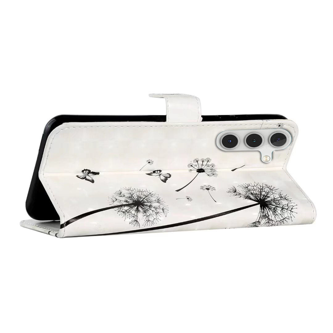 For Samsung Galaxy A16 5G / A16 4G Case 3D Creative Pattern PU Leather Stand Phone Cover - Kids and Dandelion