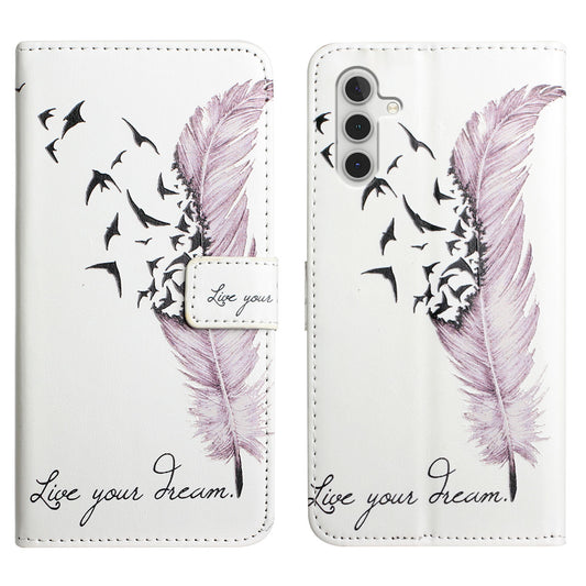 For Samsung Galaxy A16 5G / A16 4G Case 3D Creative Pattern PU Leather Stand Phone Cover - Feather