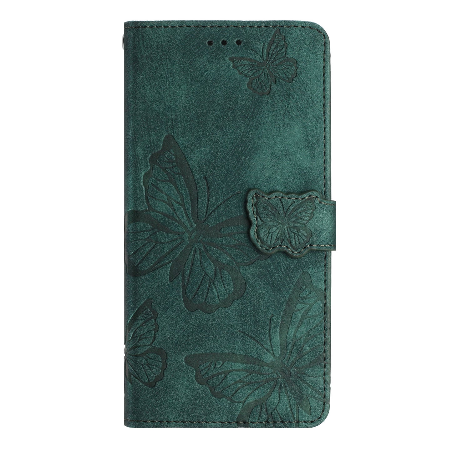 For Samsung Galaxy A16 5G / A16 4G Case Butterfly Design Flip Wallet Leather Phone Cover Skin-Touch - Green