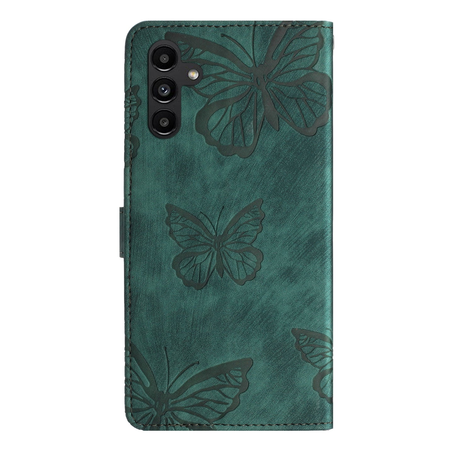 For Samsung Galaxy A16 5G / A16 4G Case Butterfly Design Flip Wallet Leather Phone Cover Skin-Touch - Green