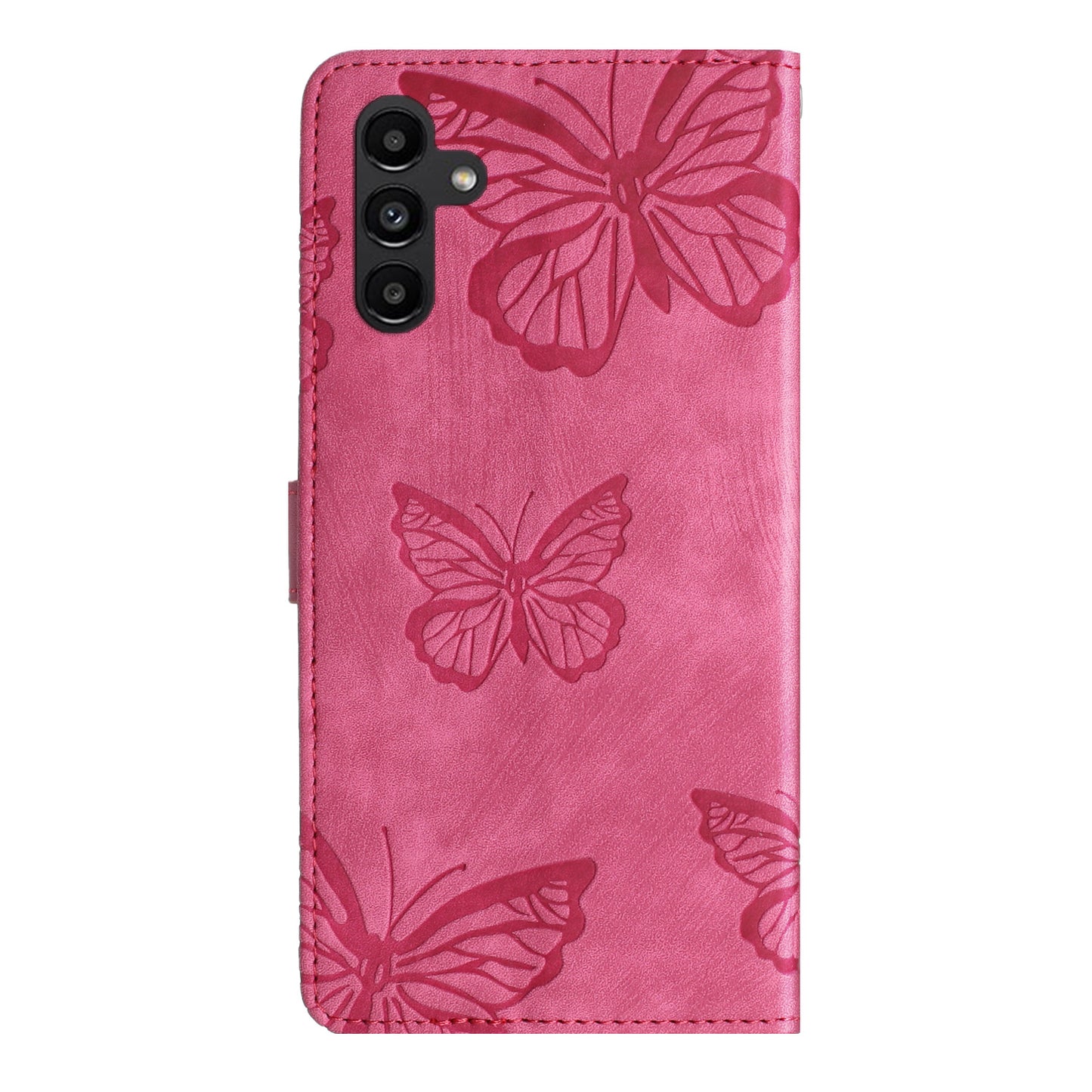 For Samsung Galaxy A16 5G / A16 4G Case Butterfly Design Flip Wallet Leather Phone Cover Skin-Touch - Rose