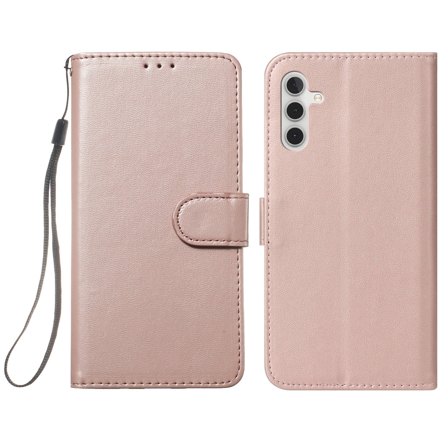 For Samsung Galaxy A16 5G / A16 4G Case PU Leather Flip Phone Cover Wallet Card Slot Holder - Rose Gold