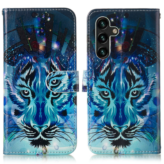 For Samsung Galaxy A16 5G / A16 4G Case Pattern Leather Wallet Phone Cover with Card Holder - Wolf