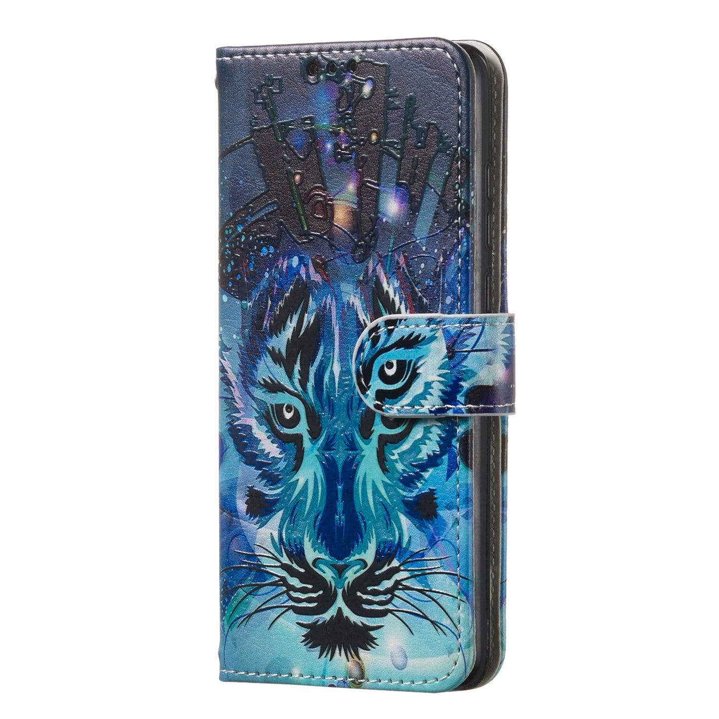 For Samsung Galaxy A16 5G / A16 4G Case Pattern Leather Wallet Phone Cover with Card Holder - Wolf
